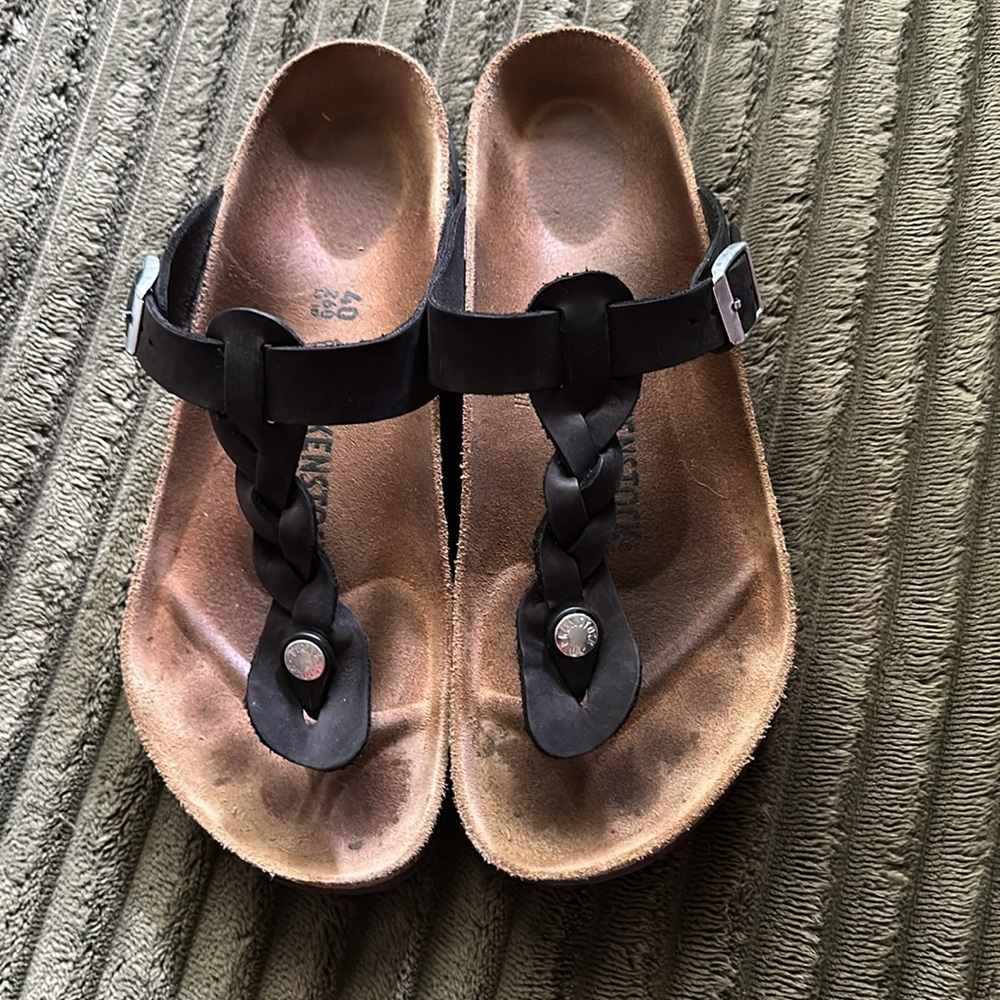 Birkenstock Gizeh Black Braided Sandals - Picture 6 of 7